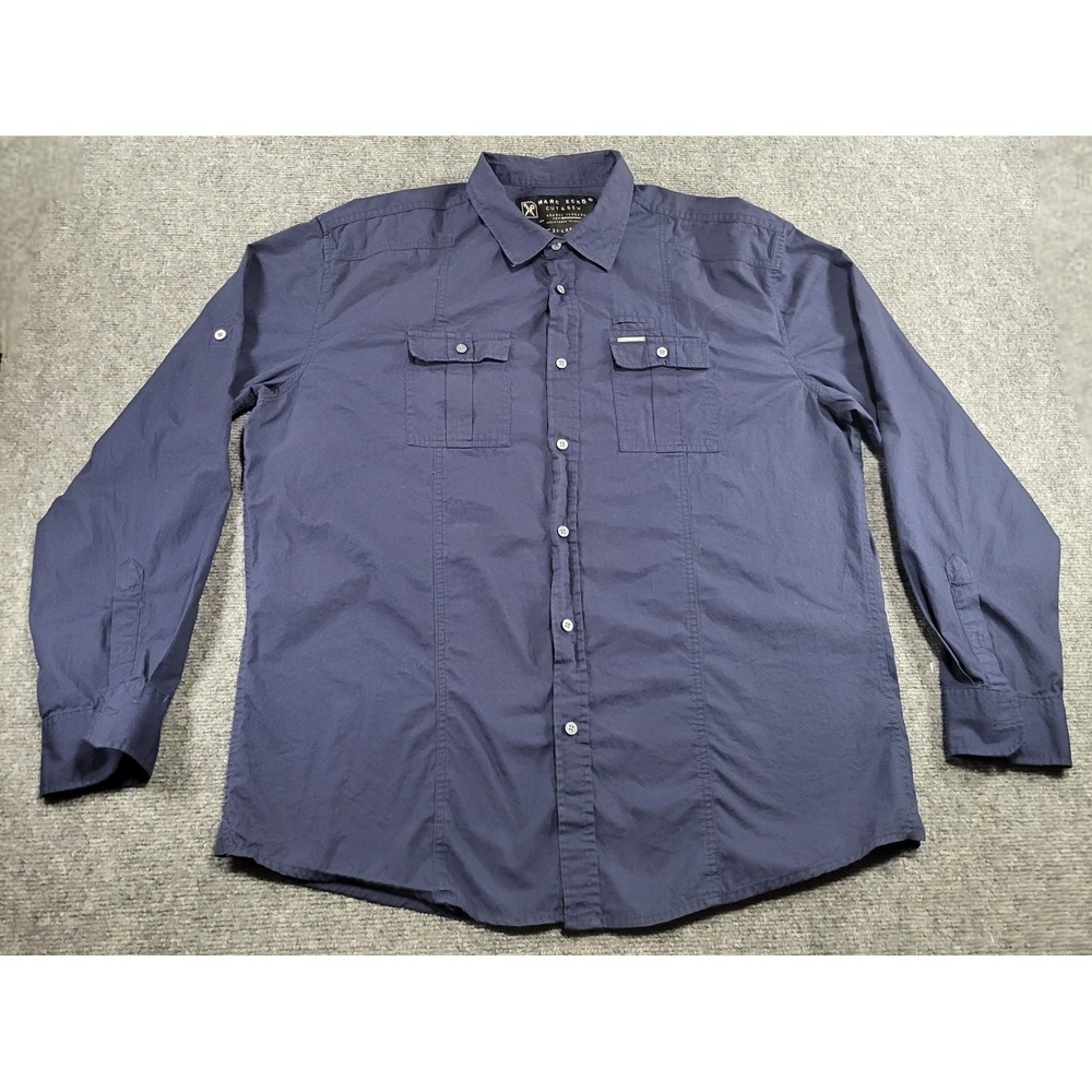 MARC ECKO Cut & Sew Button Down Shirt Long Sleeve Black Men's 2X Cotton